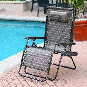 Oversized Zero Gravity Chair with Sunshade and Drink Tray - Black and Tan