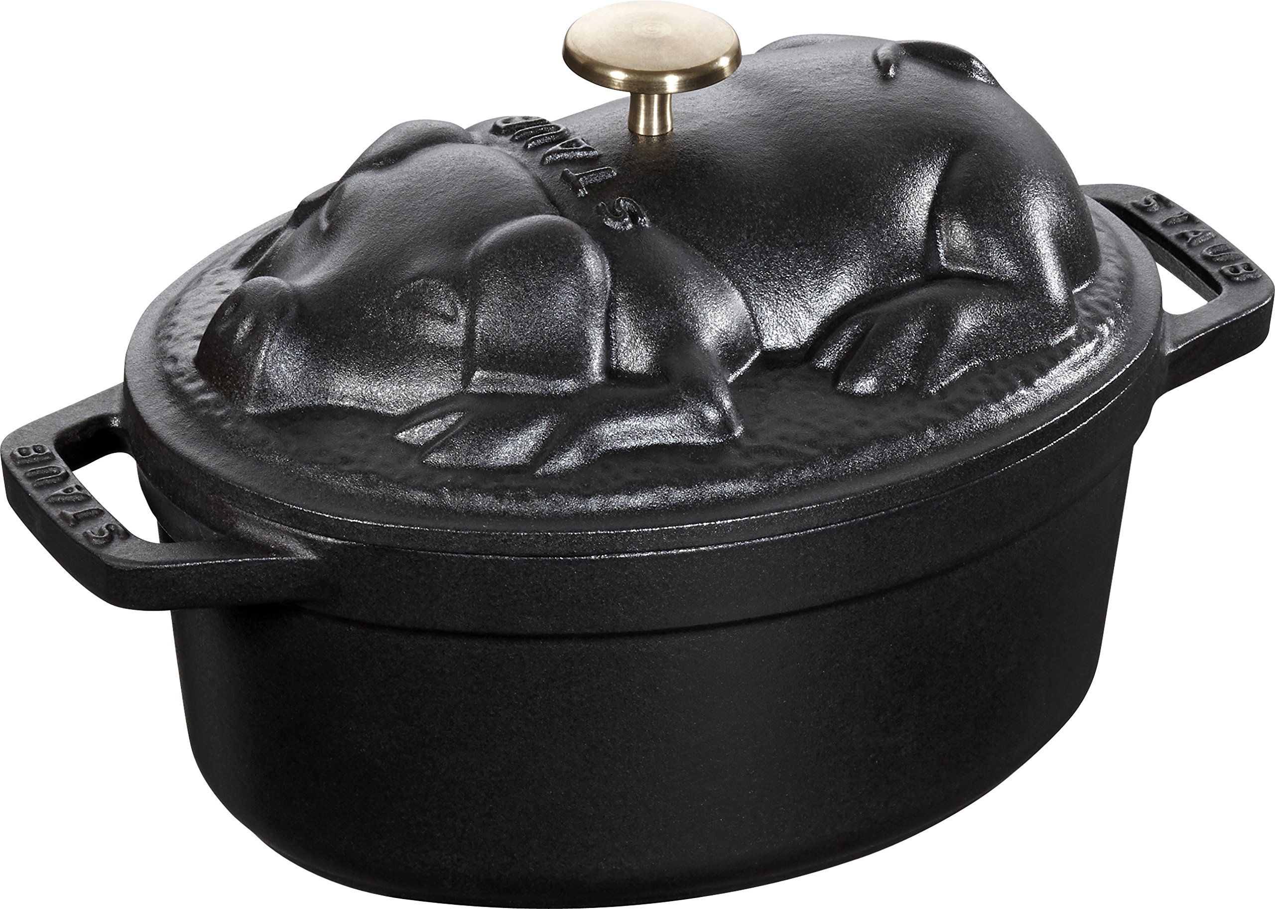 STAUB 40500-171-0 Cocotte pig casserole dish in black cast iron 17 cm,25.5 x 23.5 x 11 cm