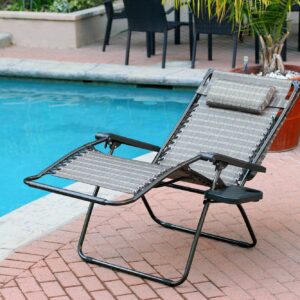 Oversized Zero Gravity Chair with Sunshade and Drink Tray - Black and Tan