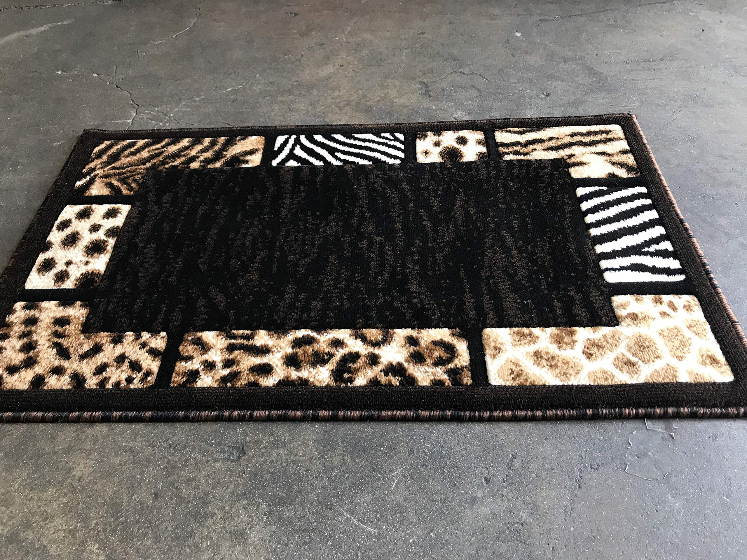 Masada Rugs Animal Skin Leopard Border Door Mat Rug Black Design 73 Skinz (2 Feet X 3 Feet 4 Inch