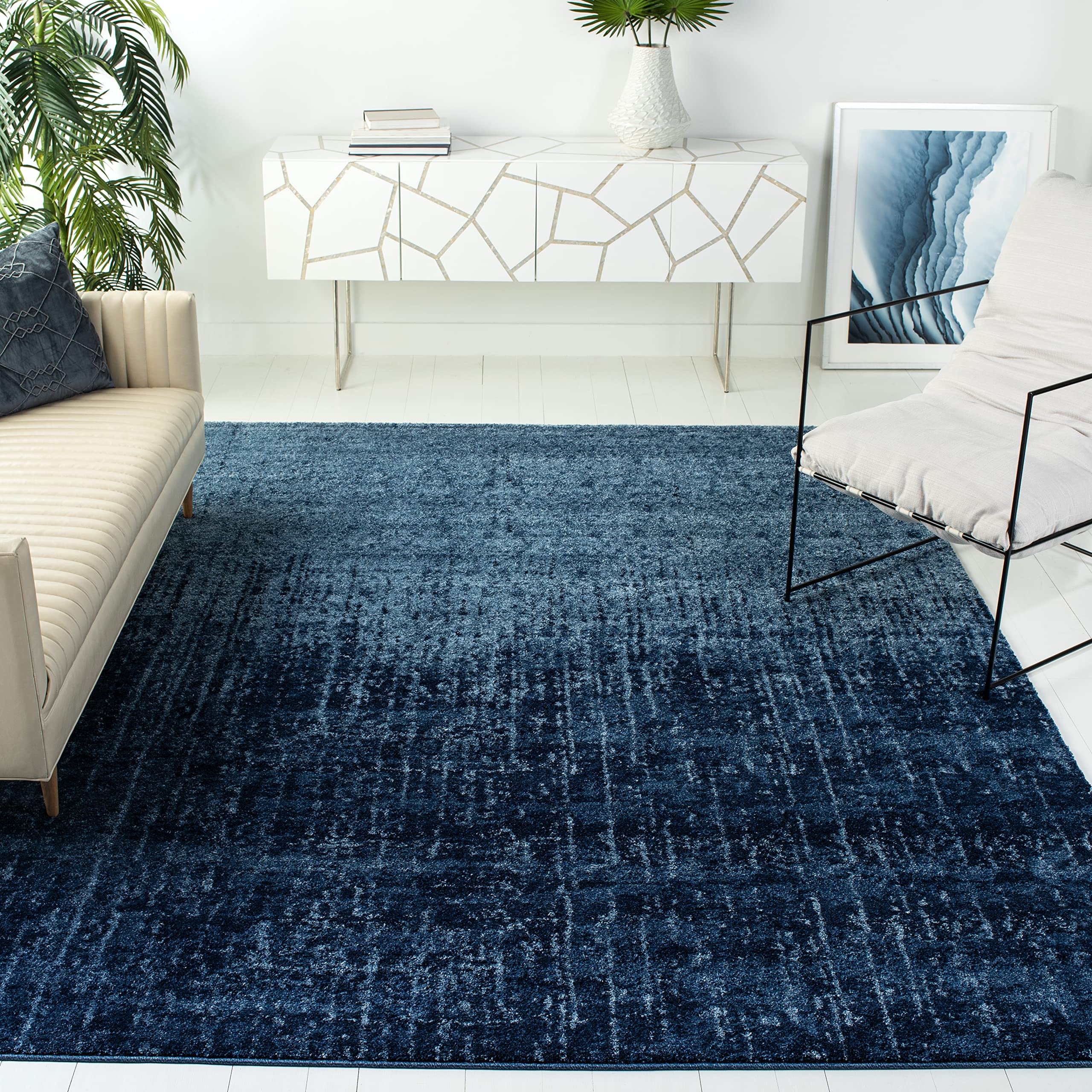 SAFAVIEH Retro Collection Area Rug - 10' x 14', Black & Light Grey, Modern Abstract Design, Non-Shedding & Easy Care, Ideal for High Traffic Areas in Living Room, Bedroom (RET2770-9079)