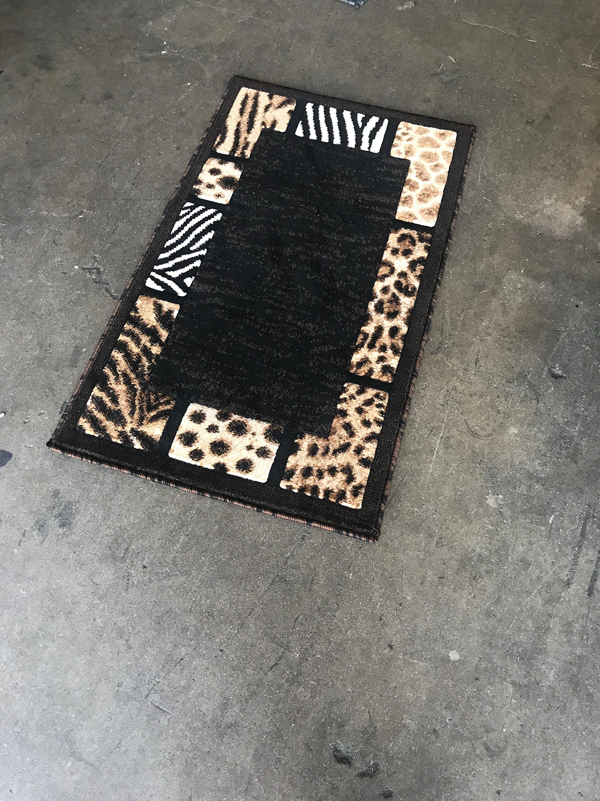 Masada Rugs Animal Skin Leopard Border Door Mat Rug Black Design 73 Skinz (2 Feet X 3 Feet 4 Inch