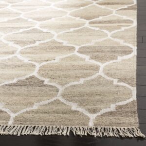 SAFAVIEH Natural Kilim Collection Accent Rug - 2' x 3', Light Grey & Ivory, Handmade Moroccan Boho Trellis Wool & Viscose, Ideal for High Traffic Areas in Entryway, Living Room, Bedroom (NKM317A)