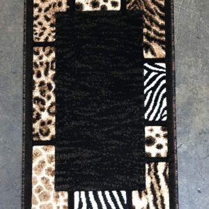 Masada Rugs Animal Skin Leopard Border Door Mat Rug Black Design 73 Skinz (2 Feet X 3 Feet 4 Inch