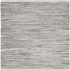 SAFAVIEH Rag Rug Collection 6' Square Grey RAR121A Handmade Boho Stripe Cotton Area Rug