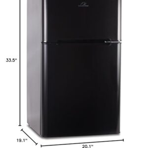 Commercial Cool CCRD32B Compact Double Door Refrigerator with True Freezer, 3.2 Cu. Ft. Mini Fridge, Black