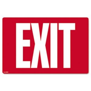 glow-in-the-dark safety sign, exit, 12 x 8, red