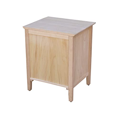 International Concepts Solid Wood Bedroom Nightstand 23.5" H, 1 Drawer, Sturdy Parawood, Paint or Stain in Any Color, Durable Eco-Friendly, Traditional and Elegant Design, Unfinished