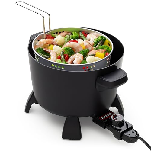 Presto 8-Quart Big Kettle, Steamer and Deep Fryer Multi-Cooker, Black