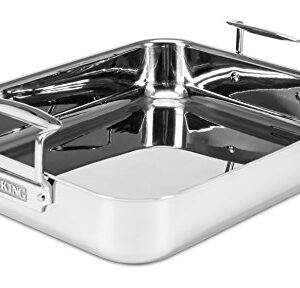 Viking Culinary 3-Ply Stainless Steel Roasting Pan, Includes a Nonstick Rack, Dishwasher, Oven Safe, Works on All Cooktops including Induction