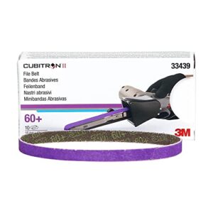 3M Cubitron II File Belt, 33439, 60+ Grit, 3/8 in x 13 in, Pack of 10 File Belts, Resin Bonded, Spot Weld Removal