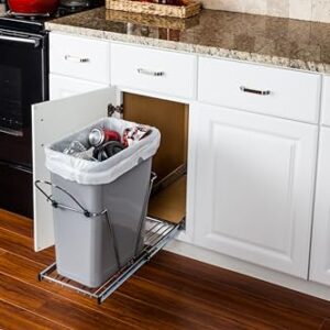 Hardware Resources 35 or 50 Quart Single Pullout Waste Container System, Polished Chrome