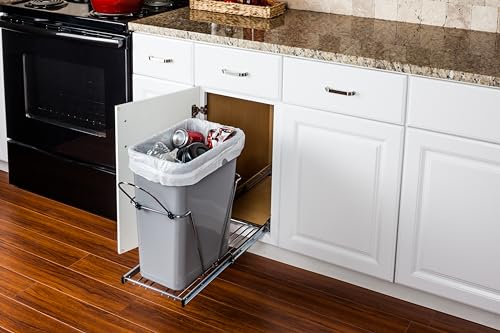 Hardware Resources 35 or 50 Quart Single Pullout Waste Container System, Polished Chrome