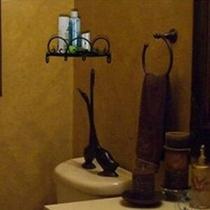 Garden Style Wrought Iron Corner Shelf Triangle Bathroom Shelves (Black)