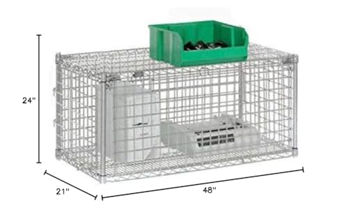 Nexel Commercial Mini Security Enclosure for Wire Shelving Units, 48"Wx24"Dx21"H, Mounts Between Two Wire Shelves of Matching Size, Locking, Chrome