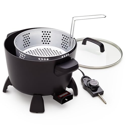 Presto 8-Quart Big Kettle, Steamer and Deep Fryer Multi-Cooker, Black