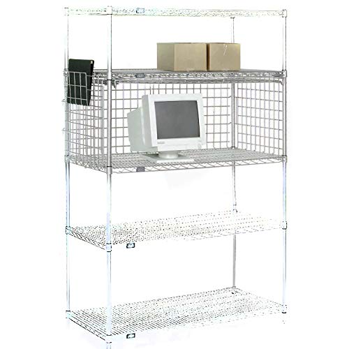 Nexel Commercial Mini Security Enclosure for Wire Shelving Units, 48"Wx24"Dx21"H, Mounts Between Two Wire Shelves of Matching Size, Locking, Chrome