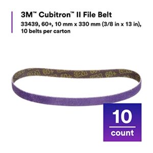 3M Cubitron II File Belt, 33439, 60+ Grit, 3/8 in x 13 in, Pack of 10 File Belts, Resin Bonded, Spot Weld Removal