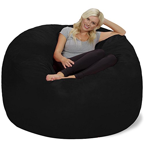 Chill Sack Bean Bag Chair: Giant 6' Memory Foam Furniture Bean Bag - Big Sofa with Soft Micro Fiber Cover, Black