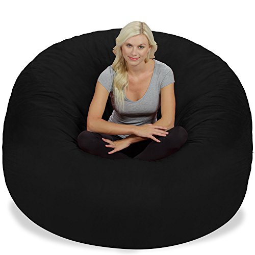 Chill Sack Bean Bag Chair: Giant 6' Memory Foam Furniture Bean Bag - Big Sofa with Soft Micro Fiber Cover, Black