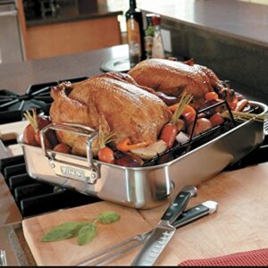 Viking Culinary 3-Ply Stainless Steel Roasting Pan, Includes a Nonstick Rack, Dishwasher, Oven Safe, Works on All Cooktops including Induction