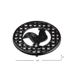 Home Basics Cast Iron Rooster (Black) Trivet, 8" x 8" x .62"