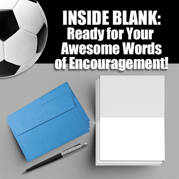 Play Strong Soccer You Rock Note Cards 12-Pack (4.25"x5.5") Illustrated Sports Powercards Thank You Note Card Set Perfect for Soccer Players, Coaches, Fans and Fanatics - They'll Love 'Em!