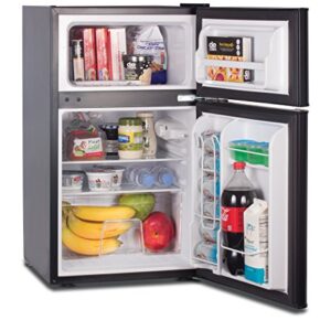 Commercial Cool CCRD32B Compact Double Door Refrigerator with True Freezer, 3.2 Cu. Ft. Mini Fridge, Black