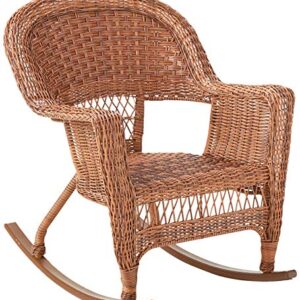 Jeco Set of 2 Wicker Rocker Chairs, Honey