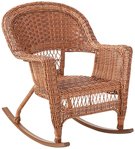 Jeco Set of 2 Wicker Rocker Chairs, Honey