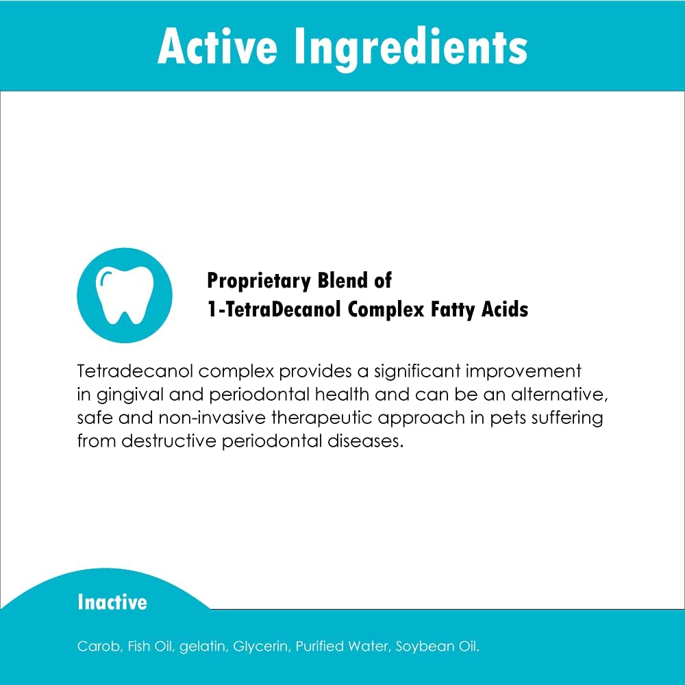 Ora-Clens 1-TDC Periodontal Supplement ES for Dog & Cat, Supports Oral, Hip & Joint Health, Muscle & Stamina Recovery, Skin & Coat Health, 120 Capsules