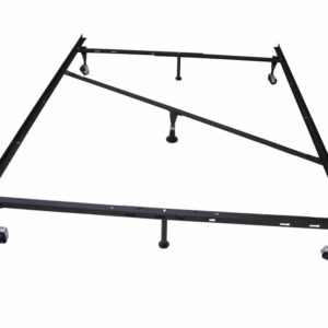 Kings Brand 7-Leg Super Duty Adjustable Metal Bed Frame (Queen/Full/XL/Twin/XL) with Center Support bar & Rug Rollers&Locking Wheels