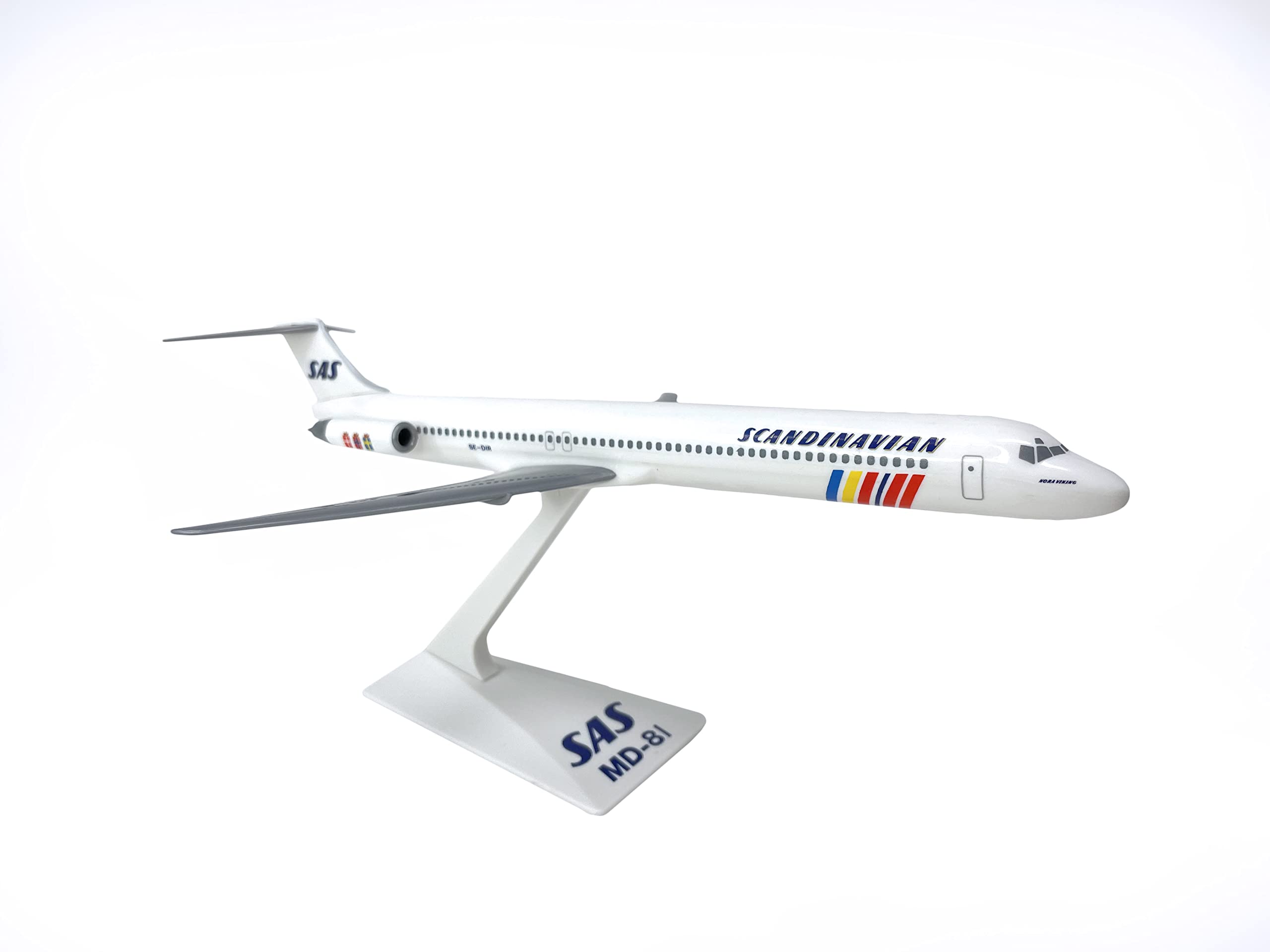 Flight Miniatures SAS Scandinavian Mcdonnell Douglas MD-80 1:200 Scale - Plastic Snap-Fit Model Airplane - Collectible Replica of SAS Scandinavian Aircraft Part #AMD-08000H-014