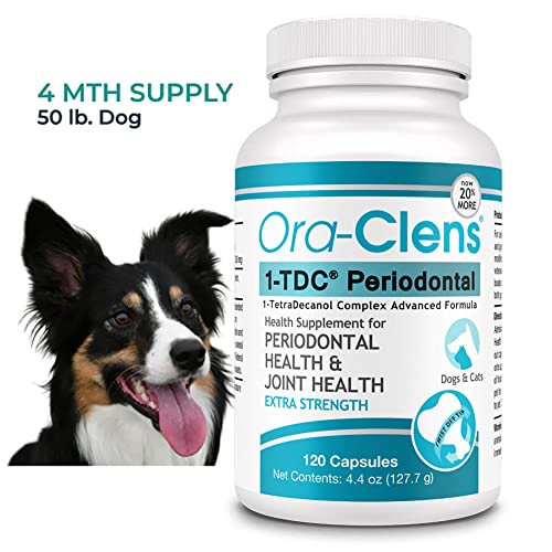 Ora-Clens 1-TDC Periodontal Supplement ES for Dog & Cat, Supports Oral, Hip & Joint Health, Muscle & Stamina Recovery, Skin & Coat Health, 120 Capsules