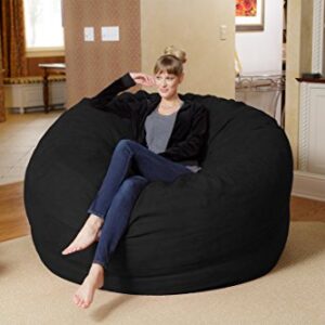 Chill Sack Bean Bag Chair: Giant 6' Memory Foam Furniture Bean Bag - Big Sofa with Soft Micro Fiber Cover, Black