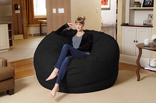 Chill Sack Bean Bag Chair: Giant 6' Memory Foam Furniture Bean Bag - Big Sofa with Soft Micro Fiber Cover, Black