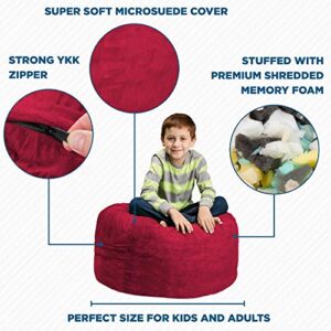 Chill Sack Kid's Memory Foam Bean Bag Chair, Cinnabar