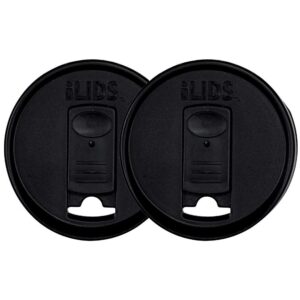 ilids mason jar drink lid, regular mouth, black, pack of 2