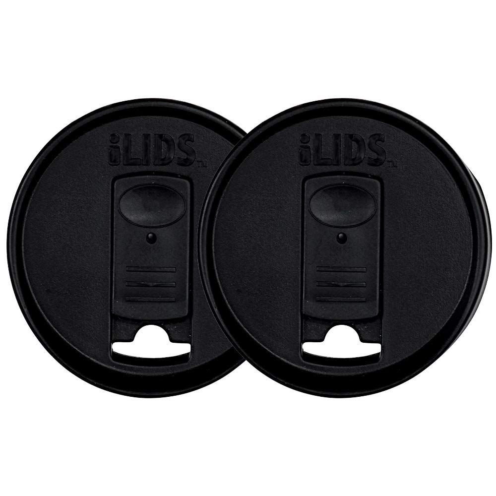 iLIDS Mason Jar Drink Lid, Regular Mouth, Black, Pack of 2