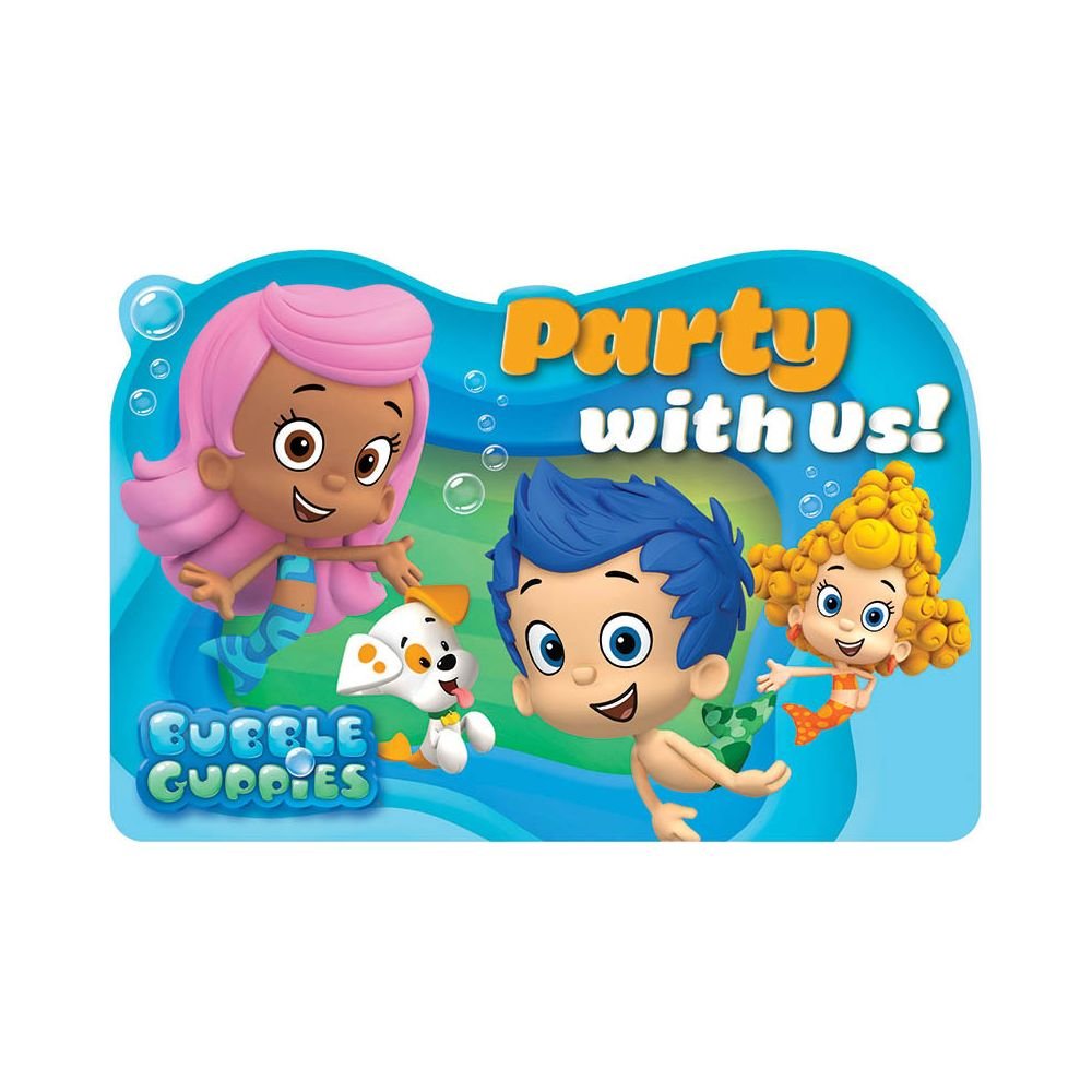 Aqua Awesome Bubble Guppies Birthday Party Postcard Invitations, Paper, 4" x 5", Pack of 8