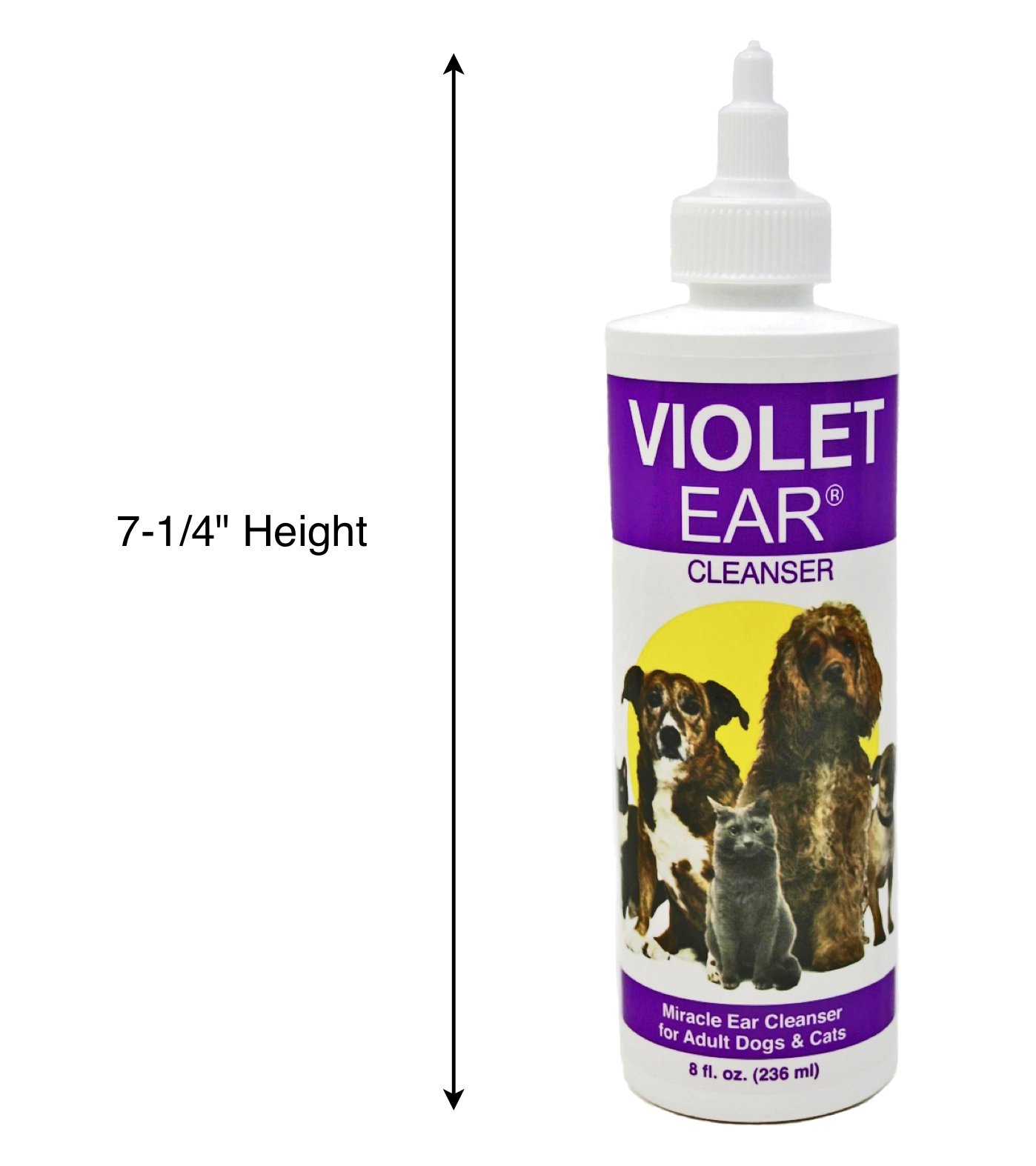 Violet Pet Ear Cleaner, 8 oz Provides Immediate Relief from Itching, Irritation, Inflammation and Odor. Ends Chronic Ear Infection Cycle.