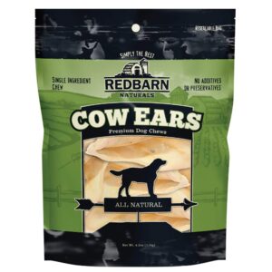 redbarn all-natural cow ears premium chews for dogs - single ingredient grain-free dental treats with chondroitin for joint health - made in usa with no artificial ingredients - 9 count