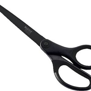 Leitz Titanium Scissors, Right or Left Handed (Ambidextrous), Non Stick, Office Stationary, Ergonomic Handle, Black, 180 mm