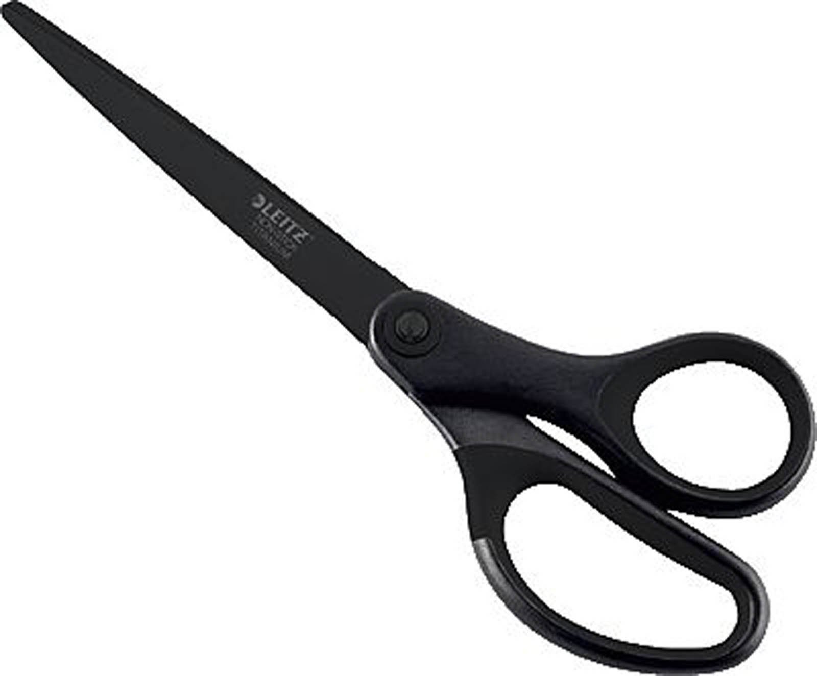 Leitz Titanium Scissors, Right or Left Handed (Ambidextrous), Non Stick, Office Stationary, Ergonomic Handle, Black, 180 mm