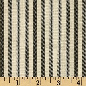 vertical ticking stripe black/ivory fabric