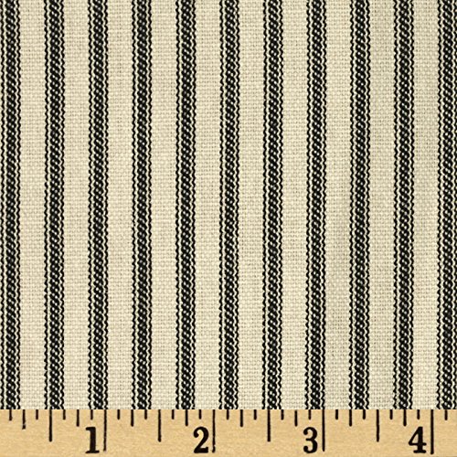 Vertical Ticking Stripe Black/Ivory Fabric