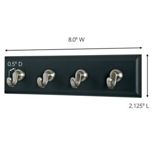 Command Key Rail, Holds up to 2 lb, 8-inch Rail with 4 Key Hooks and 6 Command Strips, Slate, Removable Key Hooks for Entryway or Hallway, Hang Keys, Hats, Dog Leashes, and Accessories