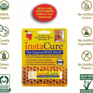 INSTACURE Original Nose Balm. Fast Relief for Cracked Dry & Sore Noses with Raw Manuka Honey Vitamin E Shea Butter Aloe Vera Oil. Heals Dog’s Dry Cracked Nose (1 Pack)