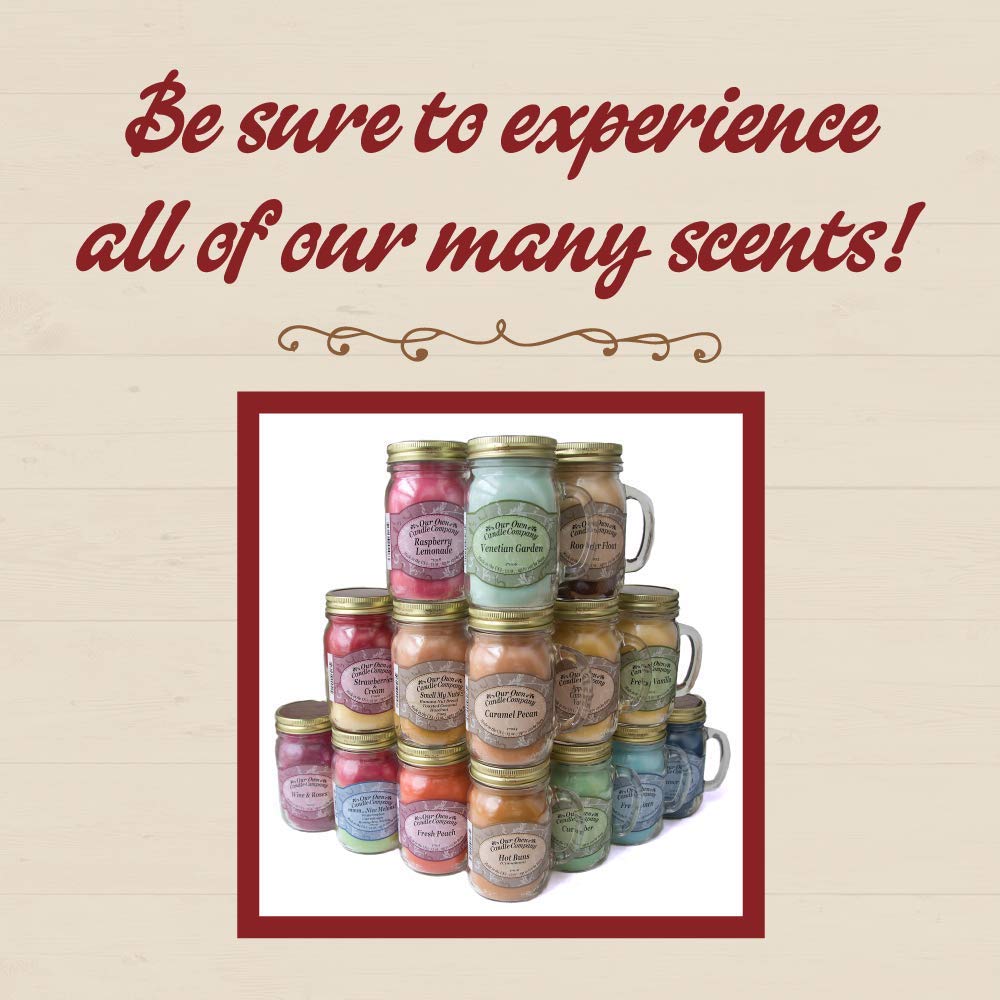 Our Own Candle Company 4 Pack Fall Assortment Mini Mason Jar Candles - 3.5 Oz Caramel Pecan, 3.5 Oz Mulled Cider, 3.5 Oz Pumpkin Spice, 3.5 Oz Macintosh Apple