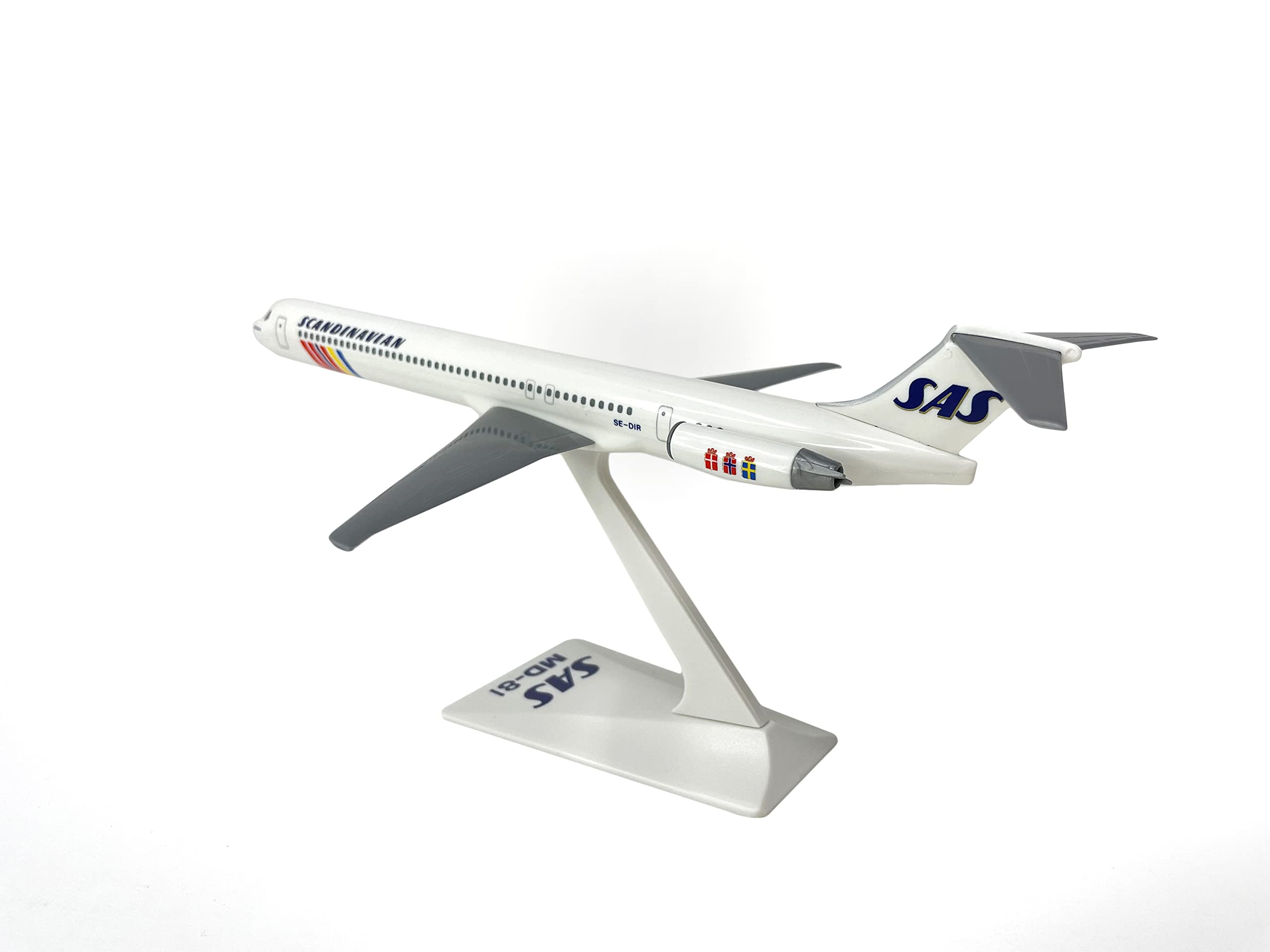 Flight Miniatures SAS Scandinavian Mcdonnell Douglas MD-80 1:200 Scale - Plastic Snap-Fit Model Airplane - Collectible Replica of SAS Scandinavian Aircraft Part #AMD-08000H-014